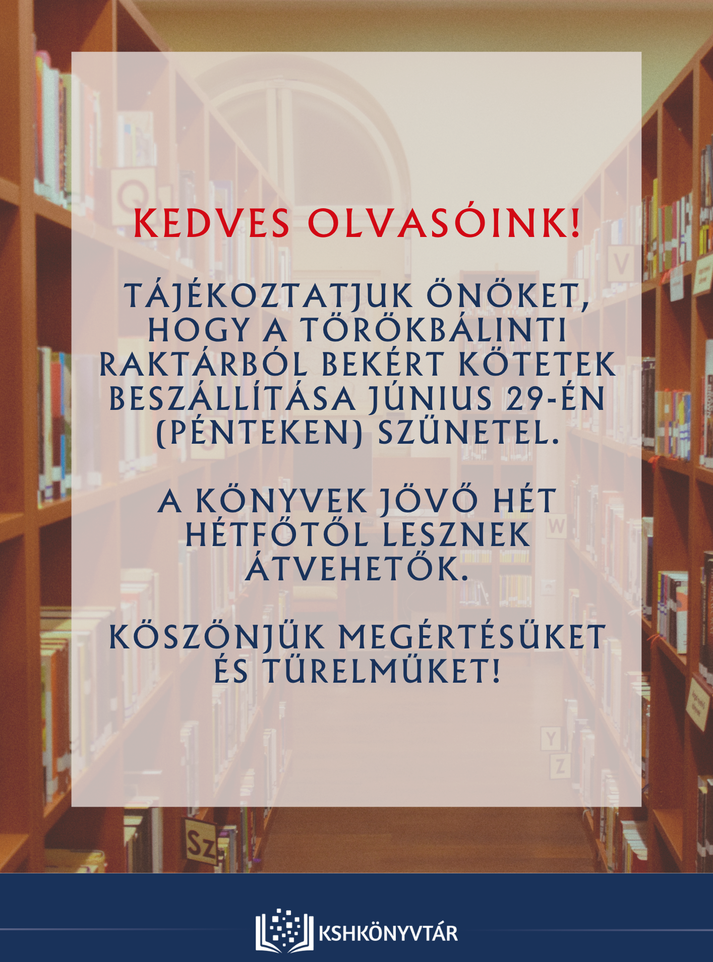 Tájékoztatás törökbálinti raktári kiszolgálásról